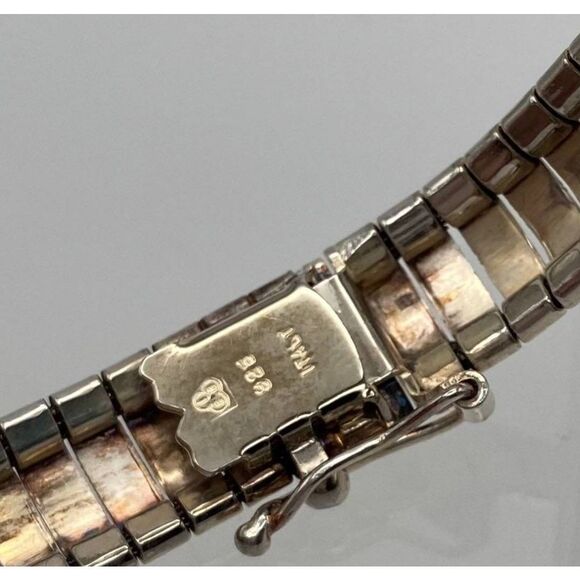 Stunning 925SS Italy Wide Textured Omega Style Bracelet~19.1 Grams - Picture 5 of 8